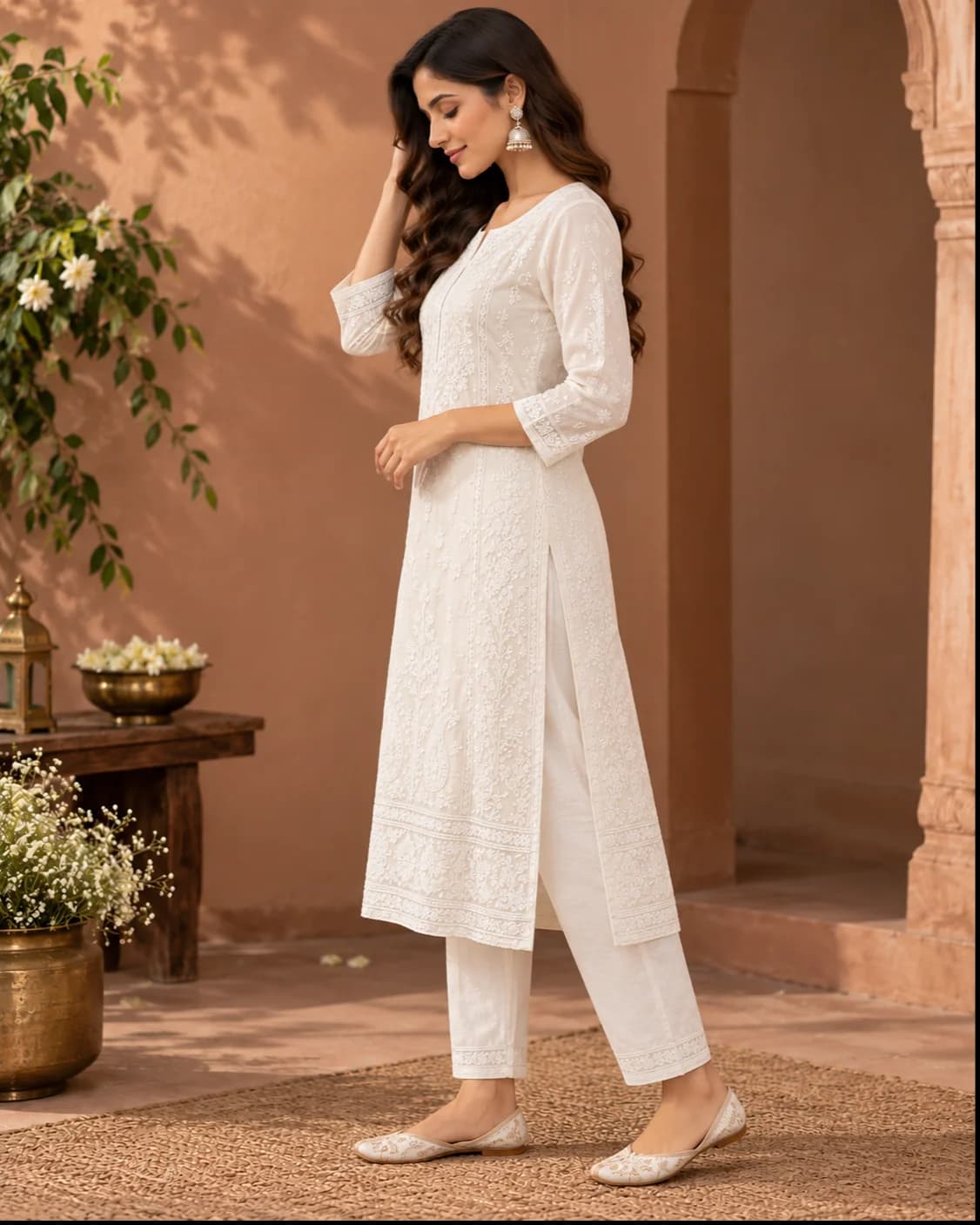 Chikankari Embroidered Kurti thumb 2