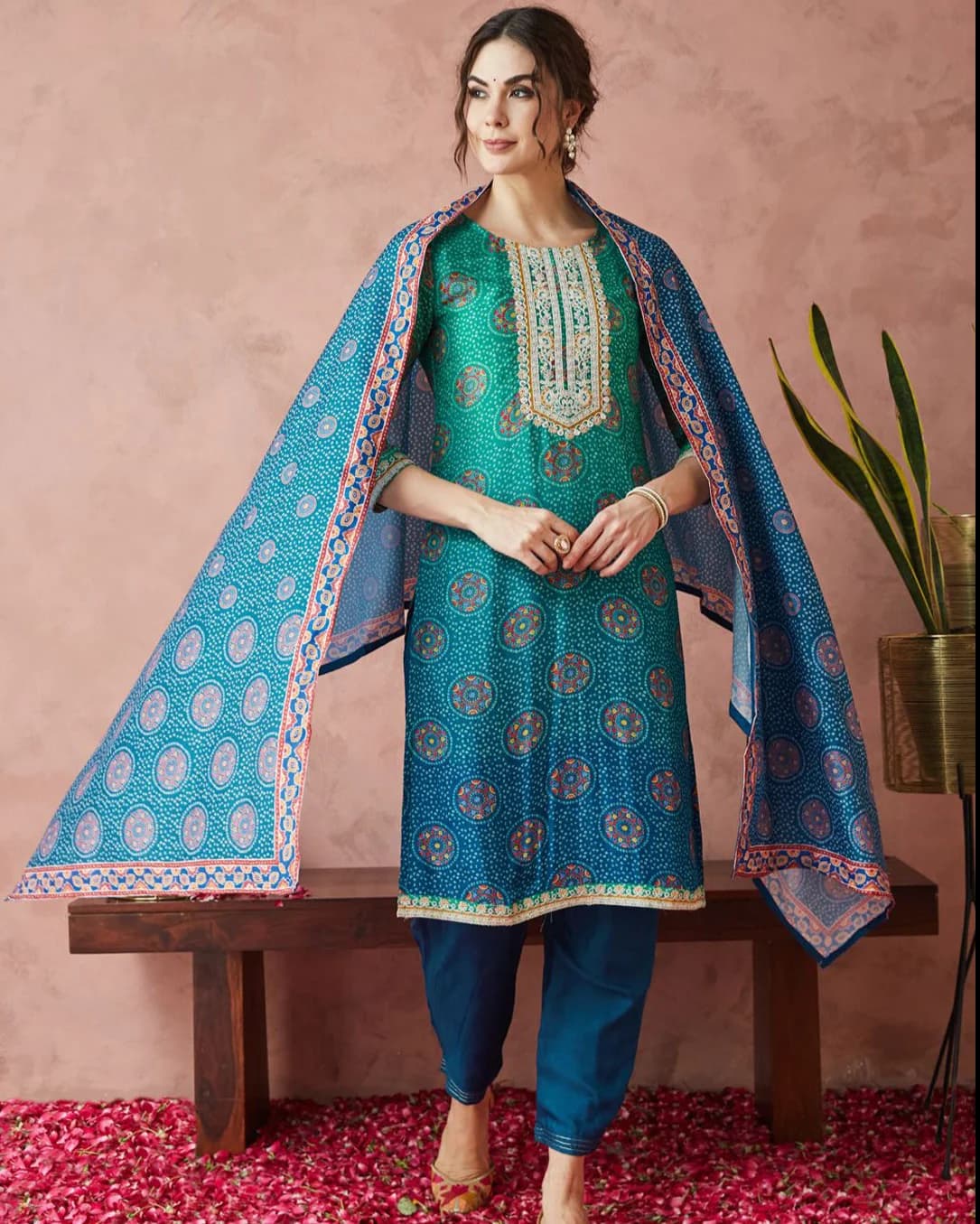 Embroidered Kurta Palazzo Set